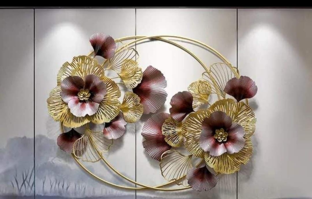 Double Ring Metal Flower Wall Hanging