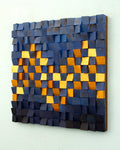 Scandinavian Blue Wood Mosaic Wall Decor