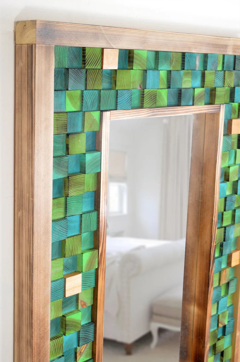 Sea Green and Turquoise Mirror Mosaic Wall Decor