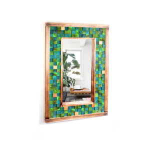 Sea Green and Turquoise Mirror Mosaic Wall Decor