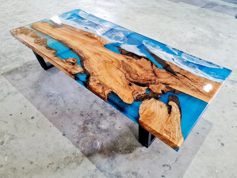 Stunning Sea Wave Epoxy Resin Dining Table