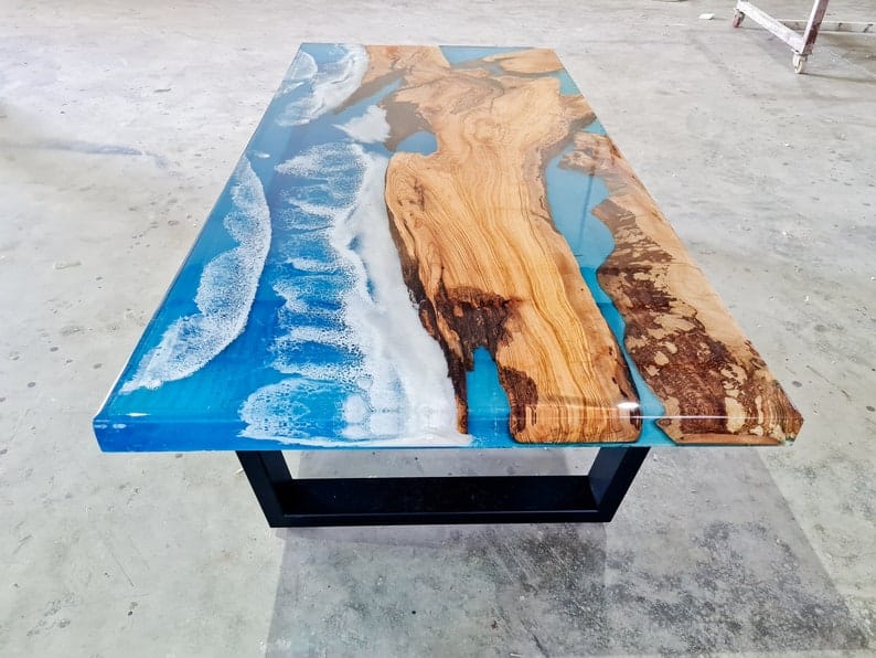 Stunning Sea Wave Epoxy Resin Dining Table