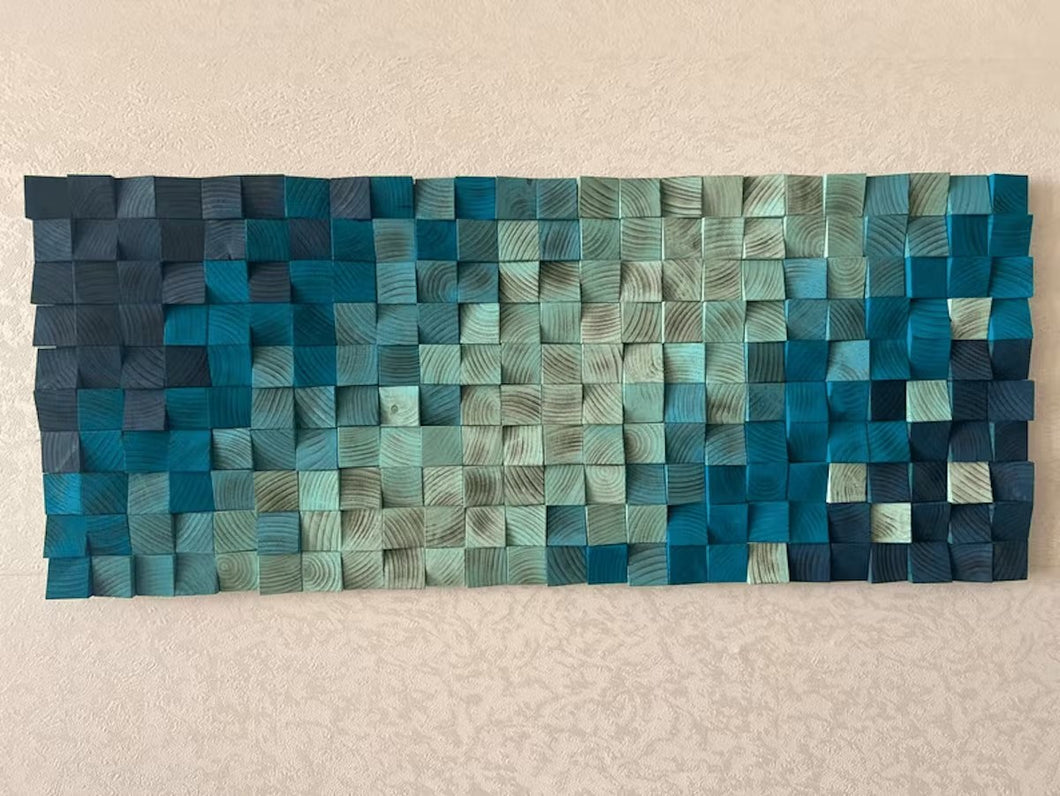 Shades Of Sky Wood Mosaic Wall Decor