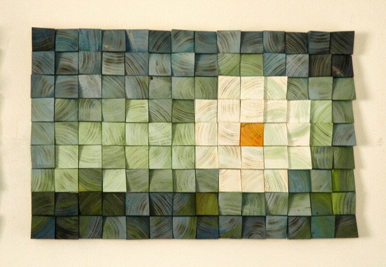 Simple Flower White Wood Mosaic Wall Decor