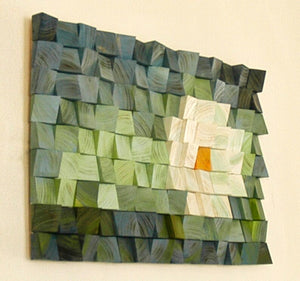 Simple Flower White Wood Mosaic Wall Decor