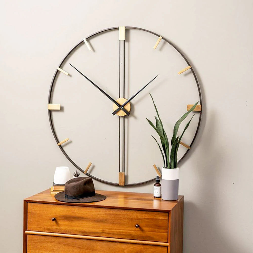Simplistic Style Black Round Metal Wall Clock