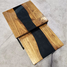 Load image into Gallery viewer, Sleek Black Epoxy River Nesting Tables
