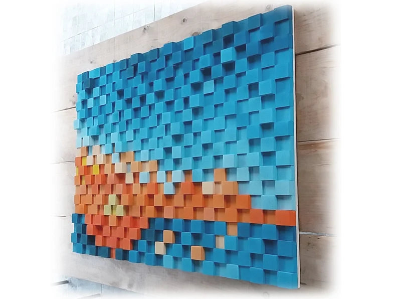 Sunset At The Coast Wood Mosaic Wall Decor