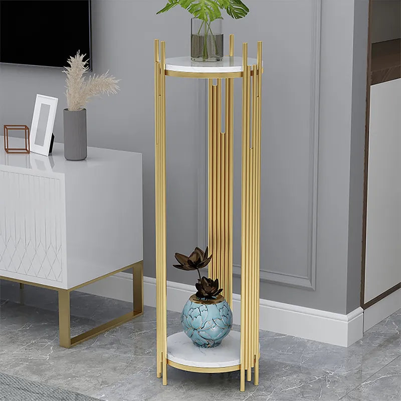 Tall Metal 2-Tiered Plant Stand Modern Corner Plant Stand Indoor