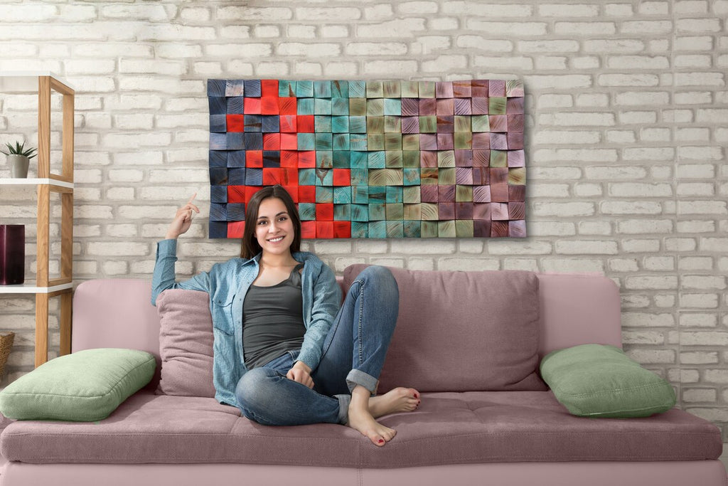 Think About Purple Wood Mosaic Wall Decor