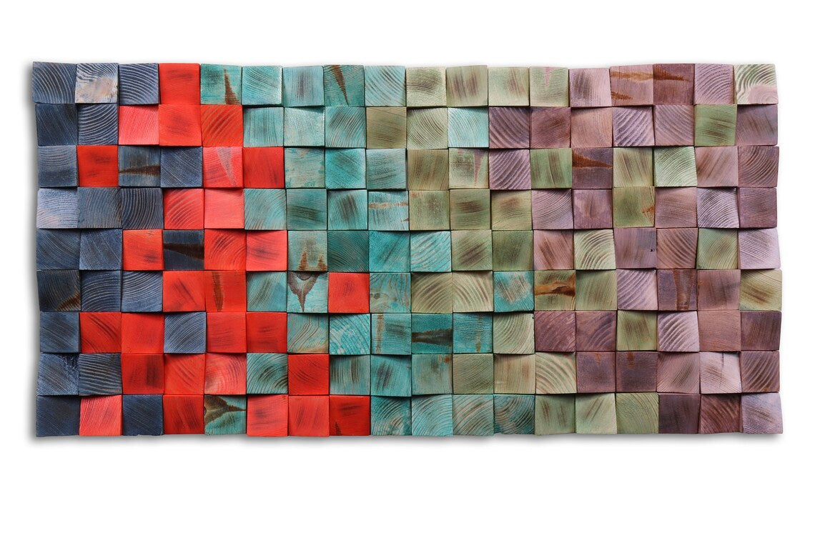 Think About Purple Wood Mosaic Wall Decor