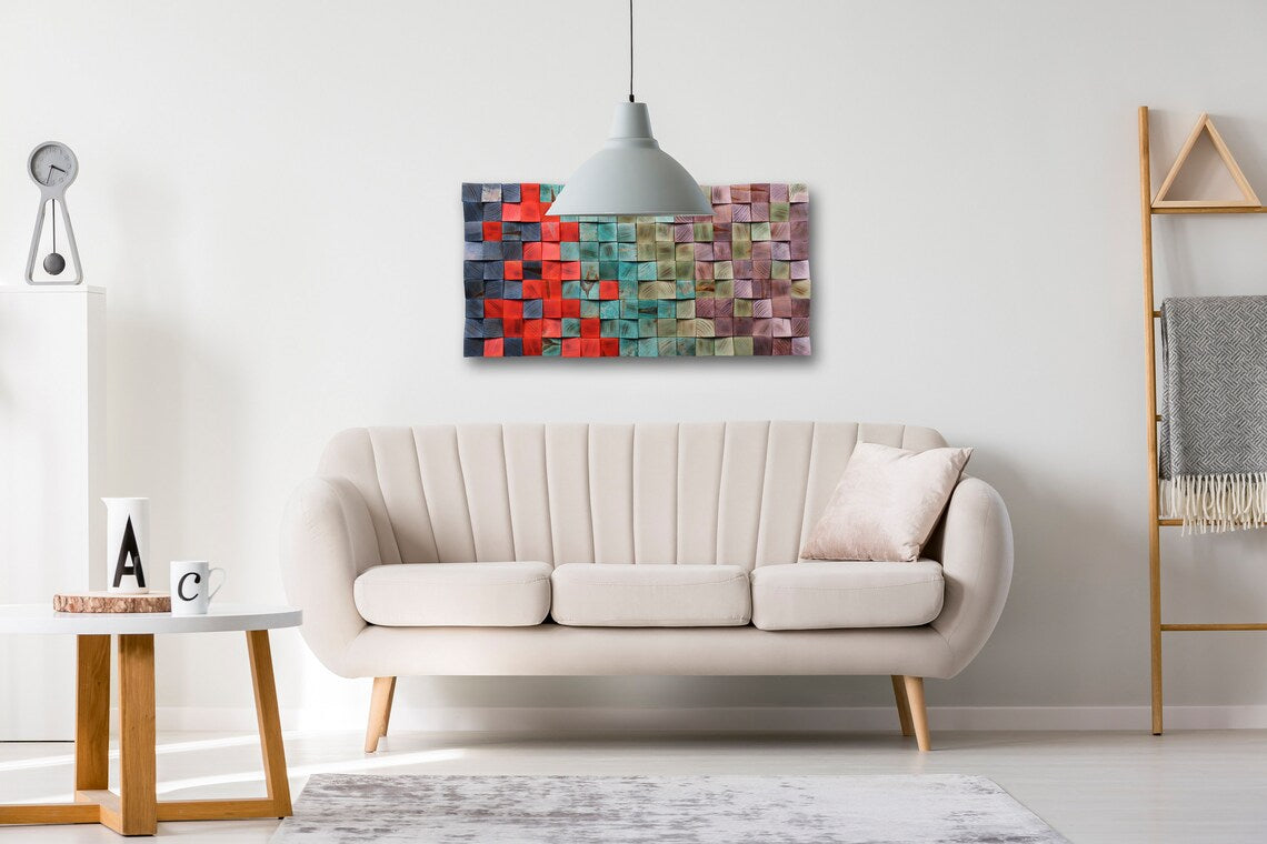 Think About Purple Wood Mosaic Wall Decor