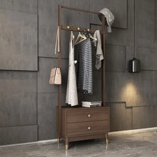 Load image into Gallery viewer, Ultic Walnut Classic Clothes Rack with Wood Frame Drawers Included
