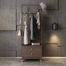 Load image into Gallery viewer, Ultic Walnut Classic Clothes Rack with Wood Frame Drawers Included
