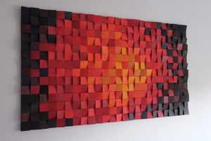 Sizzling Volcano Wood Mosaic Wall Decor
