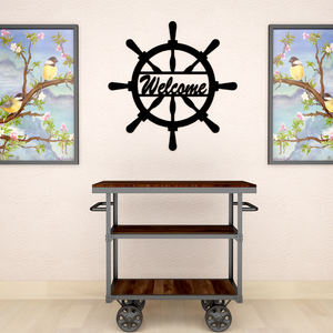 Welcome in Ship Wheel Design Wall Hanging