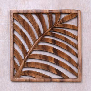 Hand Carved Teak Wood Wall Panel Tropical Vibes