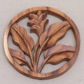 Floral Plant Teak Wood Wall Panel Flourish