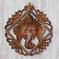 Ganesha Teak Wood Decorative Wall Panel