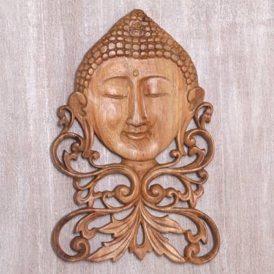 Teak Wood Buddha Wall Panel