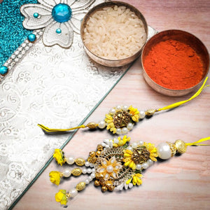 Beautiful Yellow Bhaiya Bhabhi Rakhi