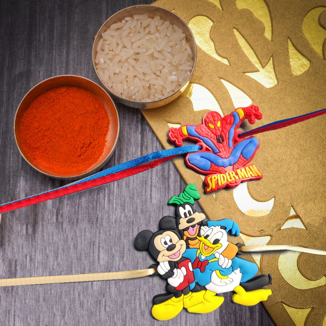 Sets of 2 Spiderman and Mickey Mouse Rakhi