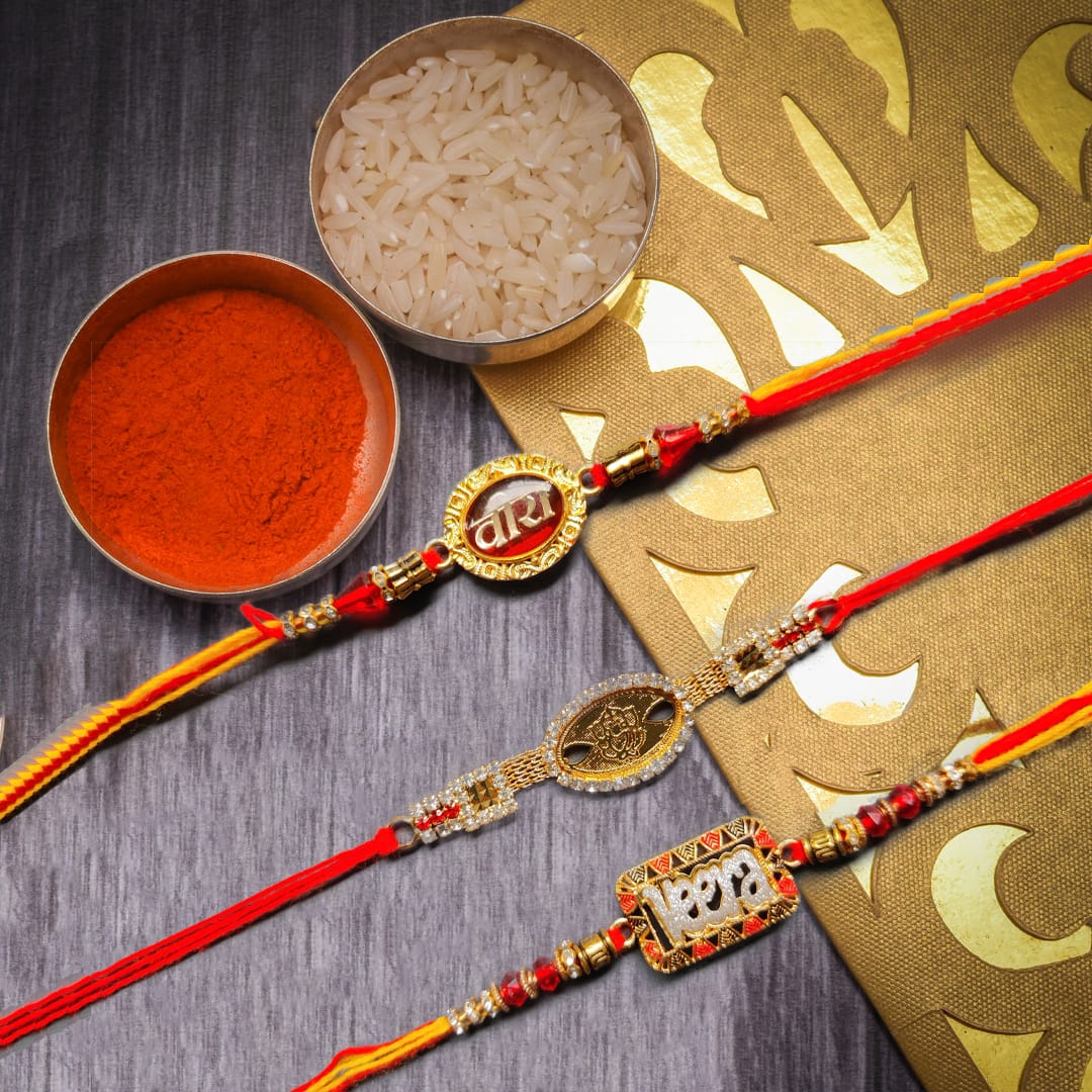 Sets of 3 Veera and Ganesh Rakhi