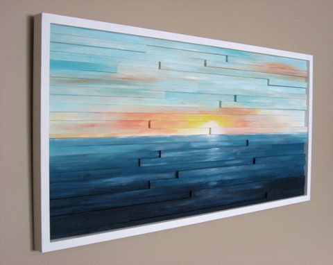 Beautiful Sunrise Plank Wood Mosaic Wall Decor