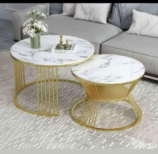 Ornate Complementing Golden Coffee Table (Set of 2)