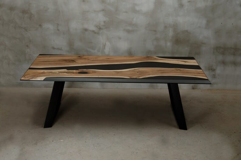 Modern Black Sea Epoxy Resin Dining Table