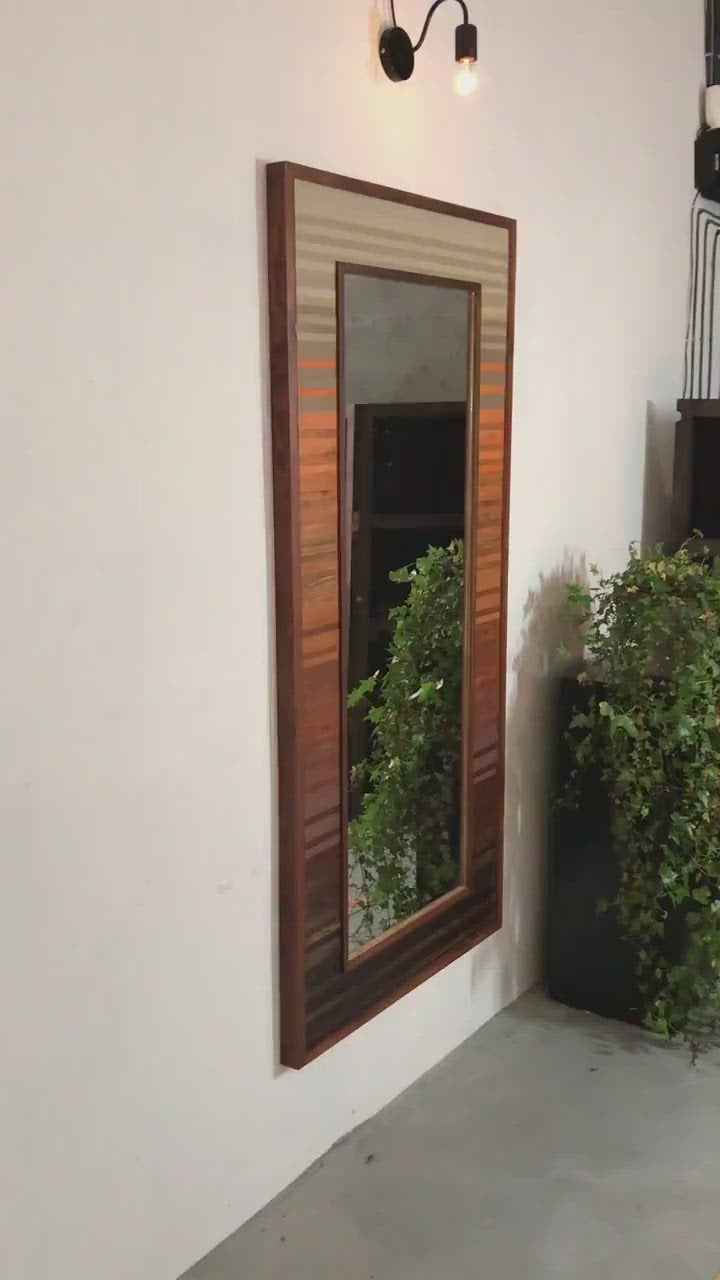 RUSTIC PLANK WOOD MOSAIC MIRROR WALL DECOR
