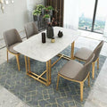 Splendid Modern Rectangle White Marble Dining Table