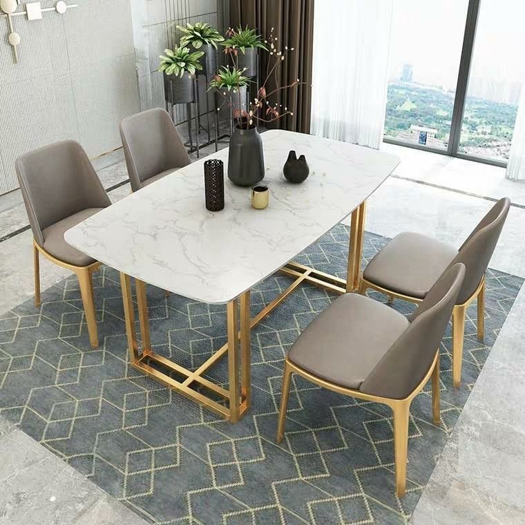 Splendid Modern Rectangle White Marble Dining Table
