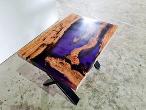 Modern Neon Blue Epoxy Resin Dining Table