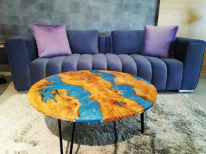 Modern Blue Live Round Edge Coffee Table