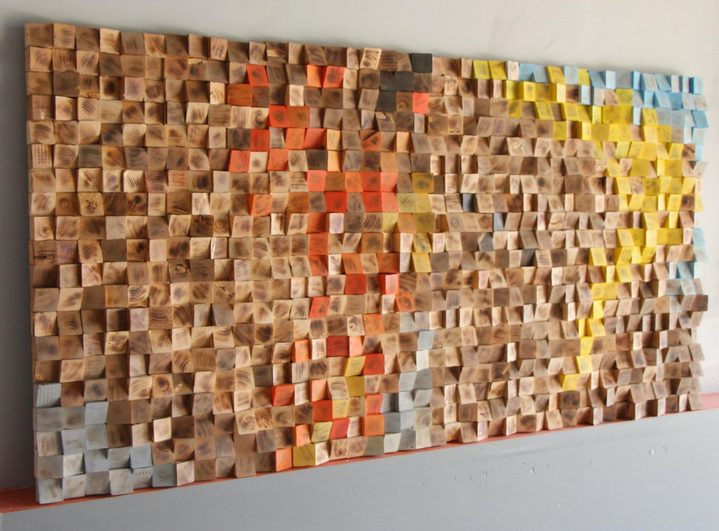 AMAZING SCULPTURE WOOD MOSAIC WALL DECOR