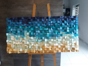 WONDERFUL BEACH WOOD MOSAIC WALL DECOR