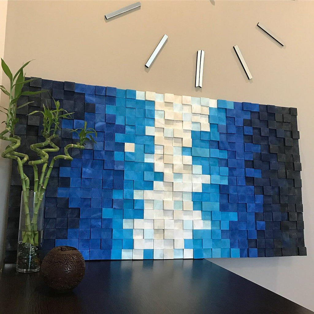 BREATHTAKING SEA WOOD MOSAIC WALL DECOR