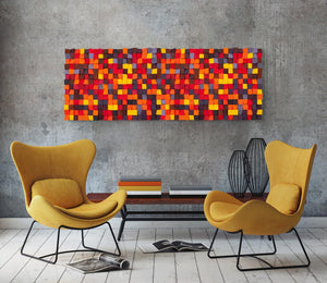 AWESOME RED BLEND WOOD MOSAIC WALL DECOR