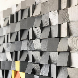 WONDERFUL GRAY WHITE WOOD MOSAIC WALL DECOR