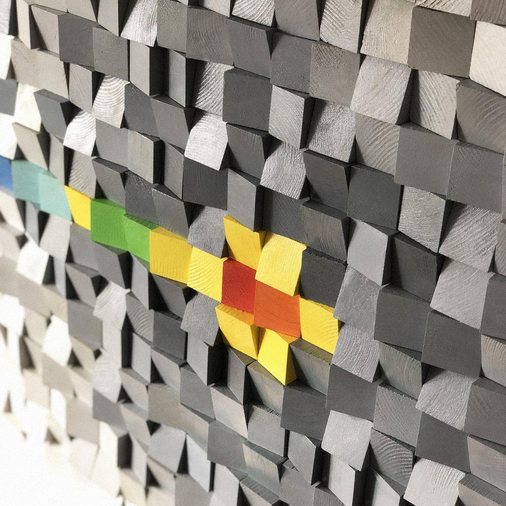 WONDERFUL GRAY WHITE WOOD MOSAIC WALL DECOR