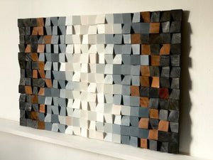 BEAUTIFUL RUSTIC WOOD MOSAIC WALL DECOR