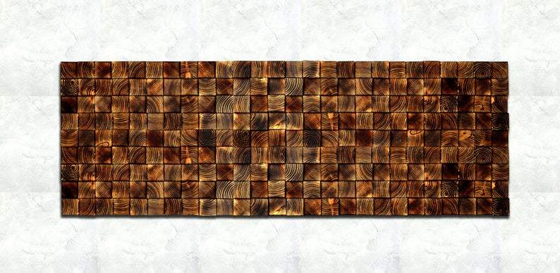 VINTAGE BURNT WOOD MOSAIC WALL DECOR