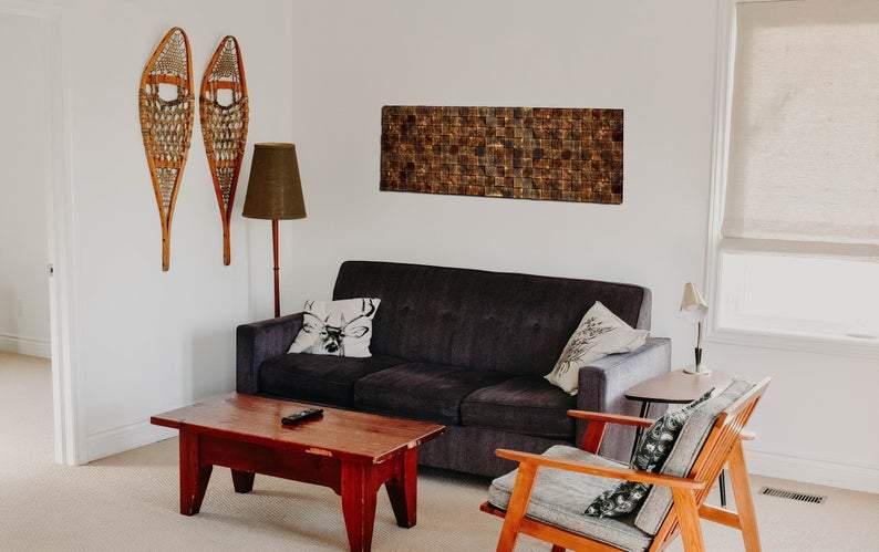 VINTAGE BURNT WOOD MOSAIC WALL DECOR