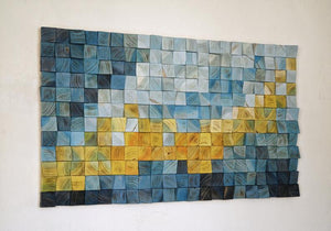 WONDERFUL YELLOW SEA DRAGON WOOD MOSAIC WALL DECOR