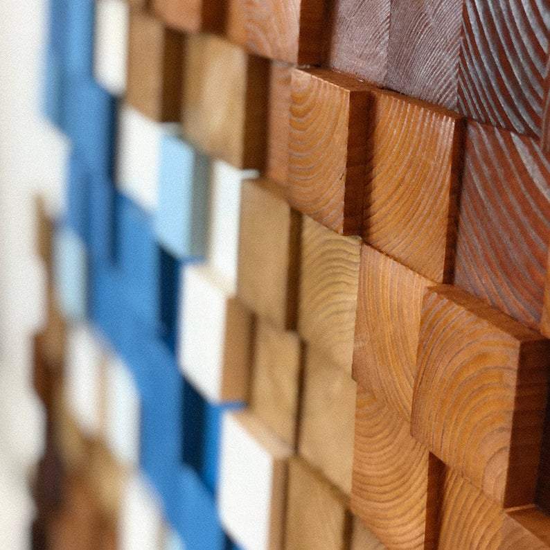 AMAZING ABSTRACT WOOD MOSAIC WALL DECOR