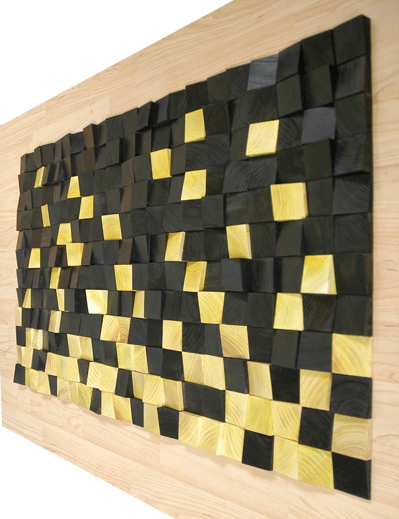 THE GOLD & BLACK WOOD MOSAIC WALL DECOR
