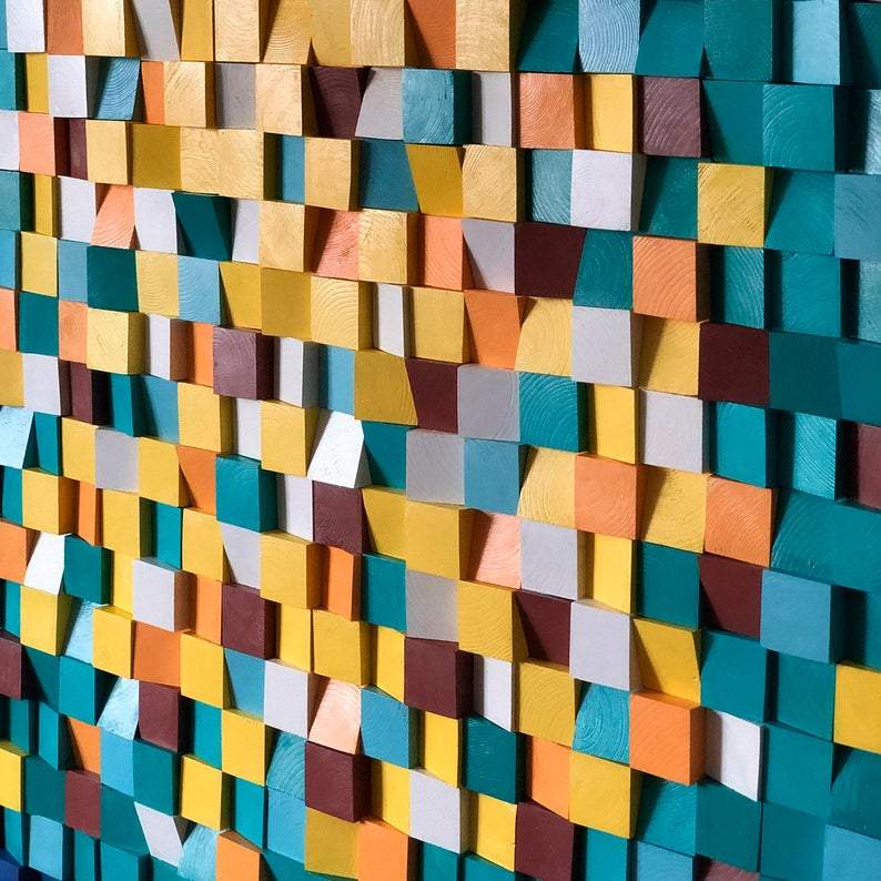 AWESOME MIX WOOD MOSAIC WALL DECOR