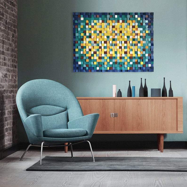 AWESOME MIX WOOD MOSAIC WALL DECOR