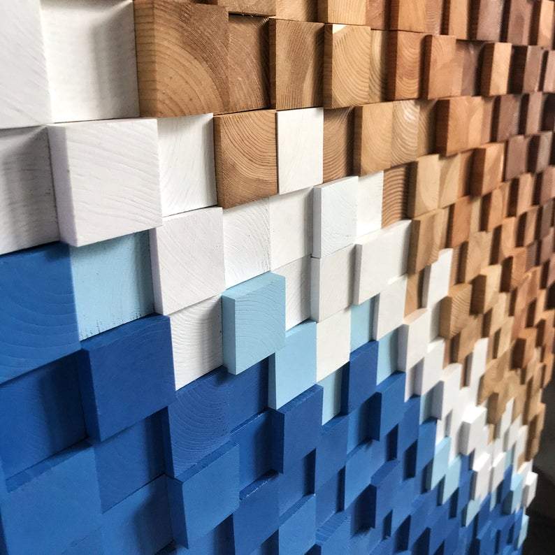 AMAZING ABSTRACT WOOD MOSAIC WALL DECOR